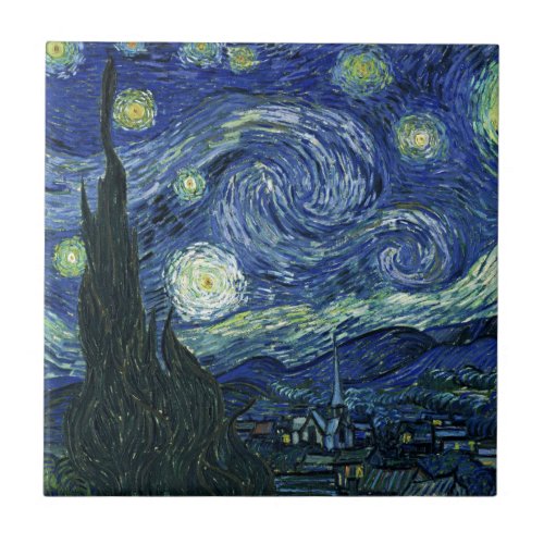 Starry Night Vincent van Gogh Fine Art Painting Ceramic Tile