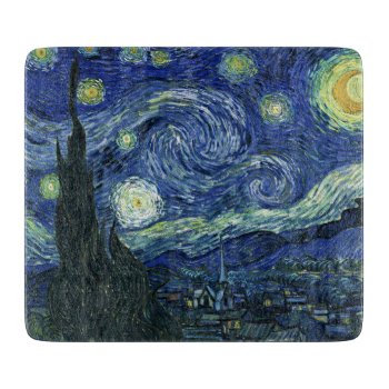Starry Night Vincent Van Gogh Fine Art Painting Cu Cutting Board by Then_Is_Now at Zazzle