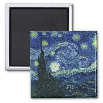 Starry Night Vincent Van Gogh Fine Art Painting Magnet by Then_Is_Now at Zazzle