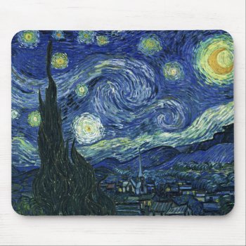 Starry Night Vincent Van Gogh Fine Art Painting Mouse Pad by Then_Is_Now at Zazzle