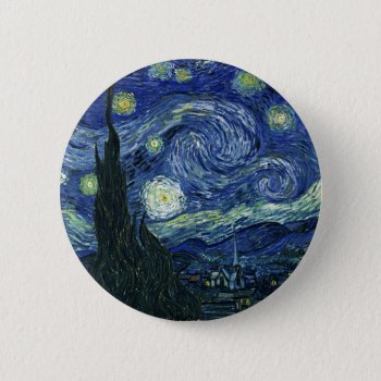 Starry Night Vincent Van Gogh Fine Art Painting Pinback Button by Then_Is_Now at Zazzle