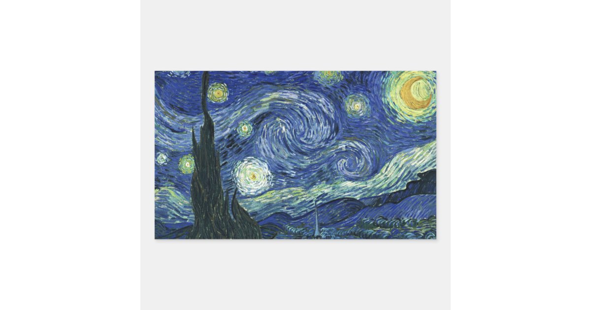 Starry Night Vincent van Gogh Fine Art Painting Rectangular Sticker ...