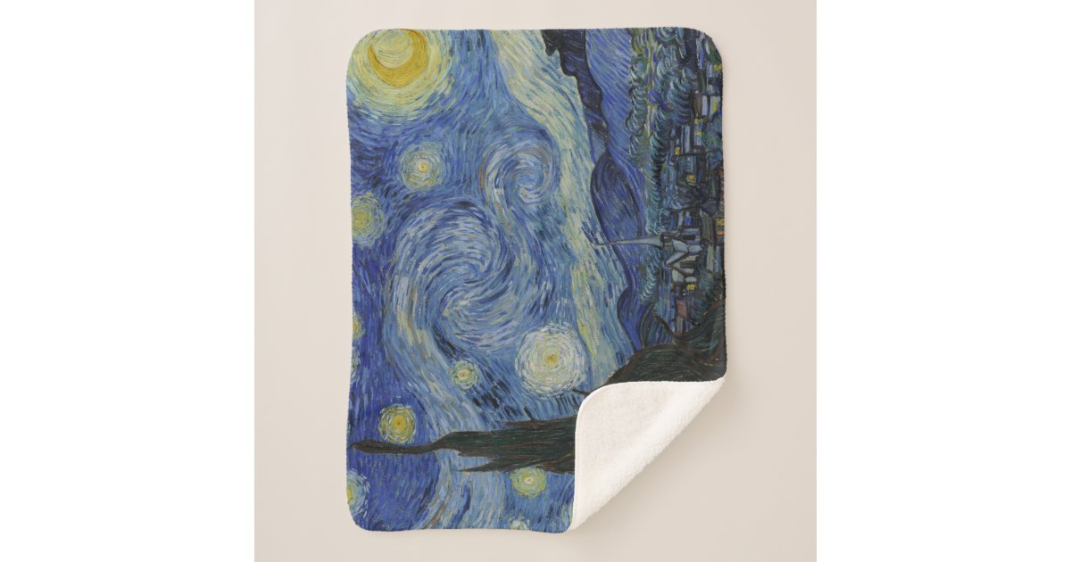 Starry Night Vincent Van Gogh Fine Art Painting Sherpa Blanket