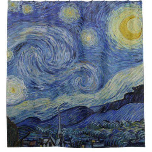 Starry Night Vincent van Gogh Fine Art Painting Shower Curtain