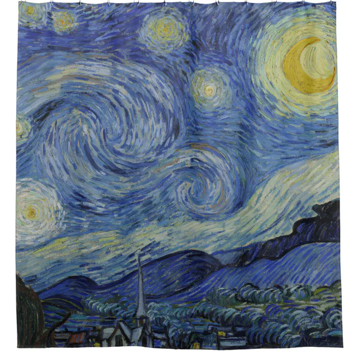 Starry Night Vincent Van Gogh Fine Art, Vincent Van Gogh Shower Curtain