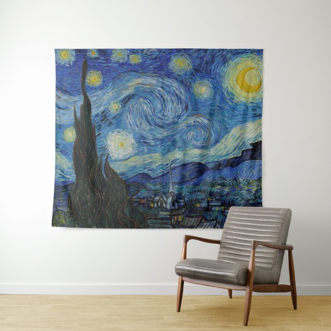 Starry Night Vincent van Gogh GalleryHD Fine Art Tapestry (In Situ (Horizontal))