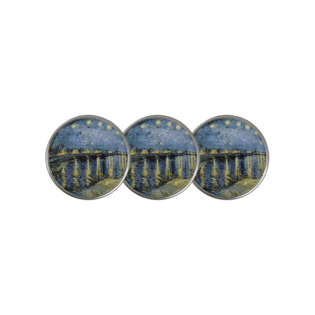  Starry Night  Vincent  van Gogh     Golf Ball Marker (3 Up)