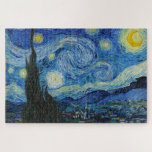 Starry Night | Vincent Van Gogh Jigsaw Puzzle<br><div class="desc">Starry Night (1889) by Dutch artist Vincent Van Gogh. Original artwork is an oil on canvas depicting an energetic post-impressionist night sky in moody shades of blue and yellow. 

Use the design tools to add custom text or personalize the image.</div>