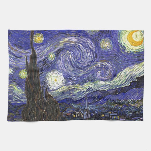 Starry Night, Vincent Van Gogh. Kitchen Towel (Horizontal)