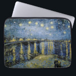Starry Night  Vincent  van Gogh    Laptop Sleeve<br><div class="desc">Thatched Cottages at Cordeville. Vincent Willem van Gogh. Night landscape in dark blue and yellow tones. There is a bridge across the river. In the foreground, a man and a woman are walking along the embankment. The stars are shining in the sky. Reproduction of famous works of art images in...</div>