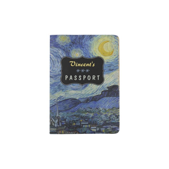 Starry Night Vincent van Gogh Painting Custom Passport Holder (Front)
