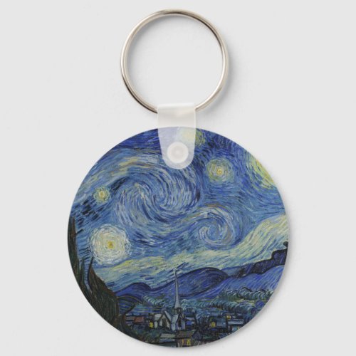 Starry Night Vincent van Gogh Painting Keychain