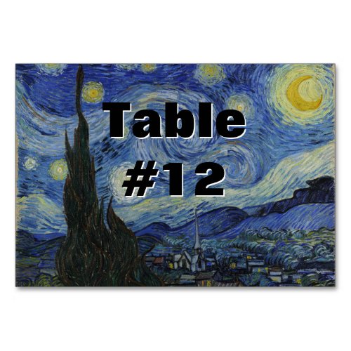 Starry Night Vincent van Gogh Painting Table Number