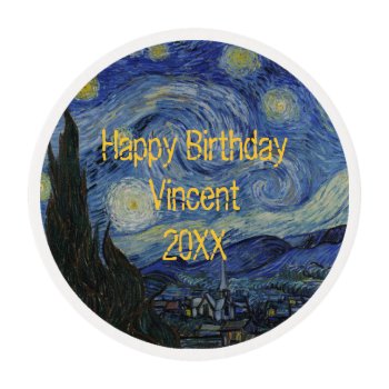 Starry Night Vincent Van Gogh Personalized Edible Frosting Rounds by LaborAndLeisure at Zazzle