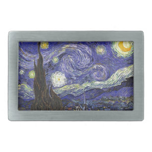 Starry Night, Vincent Van Gogh. Rectangular Belt Buckle