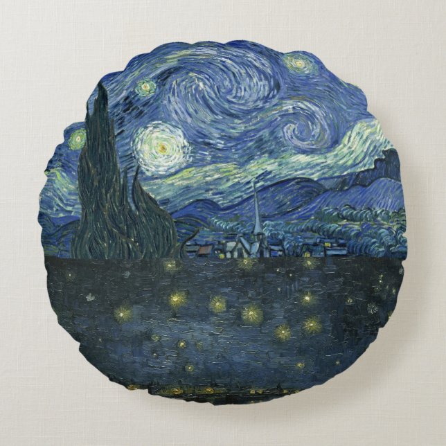 Starry night Vincent van Gogh Round Pillow (Front)