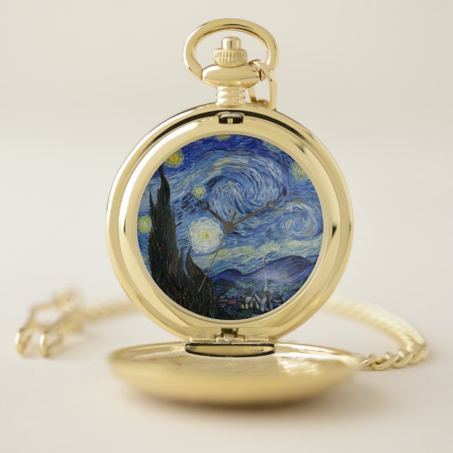 Starry Night Vincent Van Gogh round Pocket Watch (Inside)