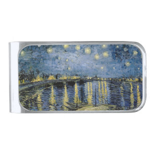  Starry Night  Vincent  van Gogh     Silver Finish Money Clip
