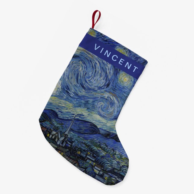 Starry Night Vincent van Gogh Small Christmas Stocking (Front (Hanging))