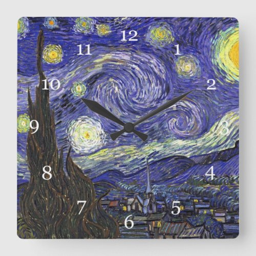 Starry Night Vincent Van Gogh Square Wall Clock