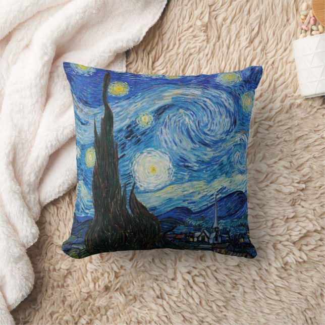Starry Night Vincent Van Gogh   Throw Pillow (Blanket)