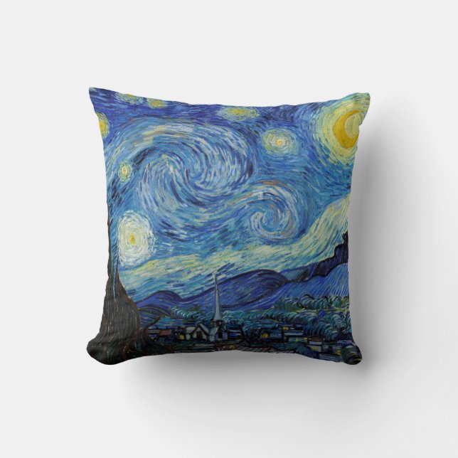 Starry Night, Vincent van Gogh Throw Pillow (Front)