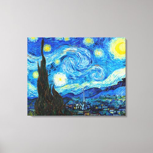 Starry Night Vincent Van Gogh vibrant painting Canvas Print