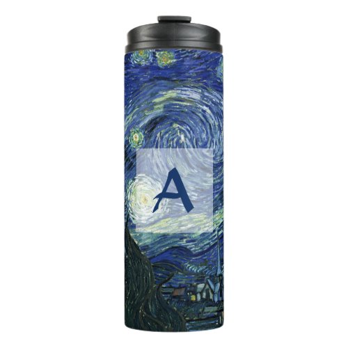 Starry Night Vincent van Gogh Vintage Art Monogram Thermal Tumbler