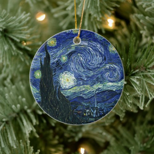 Starry Night Vincent van Gogh Vintage Painting Art Ceramic Ornament