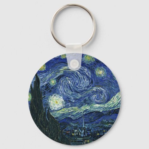 Starry Night Vincent van Gogh Vintage Painting Art Keychain