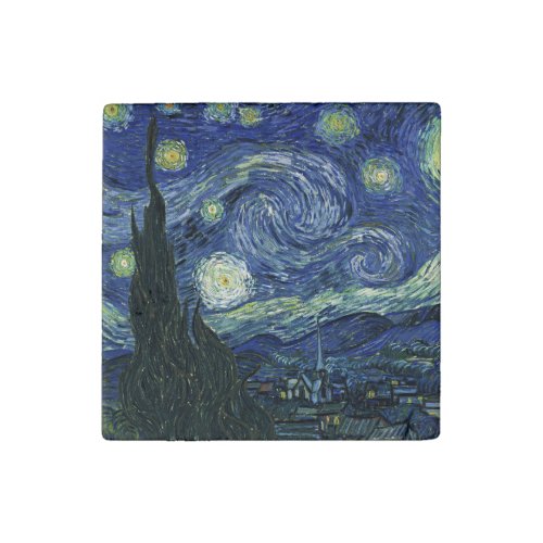 Starry Night Vincent van Gogh Vintage Painting Art Stone Magnet