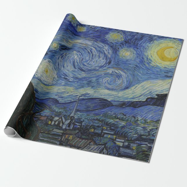 Starry Night Vincent van Gogh Wrapping Paper (Unrolled)