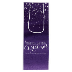 Starry night watercolor Christmas wine bag