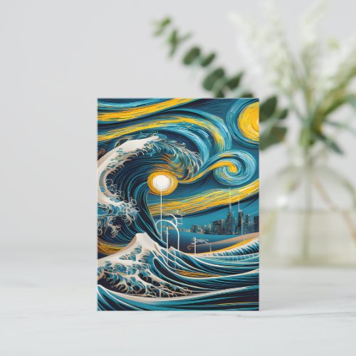 Starry Night Wave Postcard