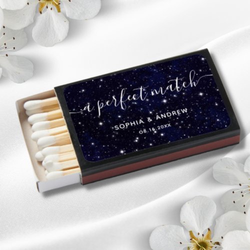 Starry Night Wedding Cosmos Blue Favors Matchboxes