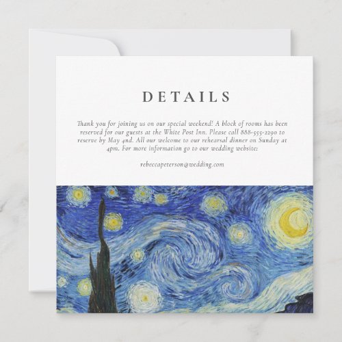 Starry Night Wedding Details Card