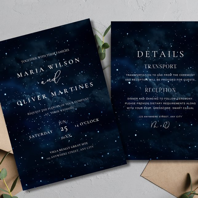 Starry Night Wedding Elegant Celestial Modern Invitation (Creator Uploaded)