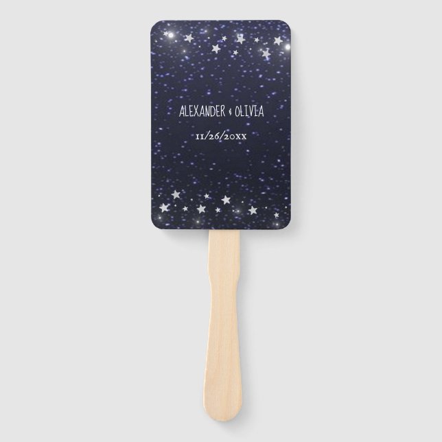 Starry Night Wedding Favor Hand Fan (Front)