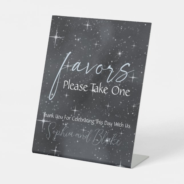 Starry Night Wedding Favors Pedestal Sign (Front)