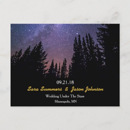 Starry Night Wedding Horizontal Save The Date Announcement Postcard