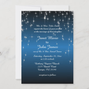 Starry Night Wedding in Color Metallic Blue Invitation