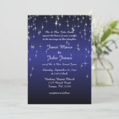 Starry Night Wedding in Dark Blue Invitation (Standing Front)