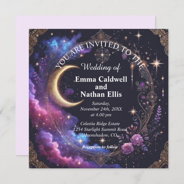 Starry Night Wedding Invitation (Front/Back)