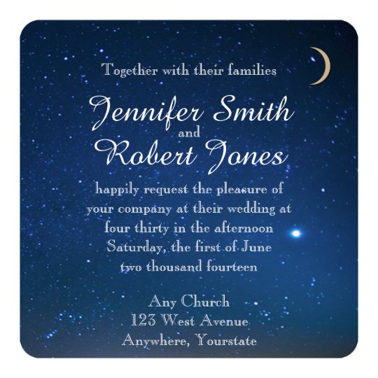 Starry Night Wedding Invitation Zazzle Starry Night Wedding Invitation