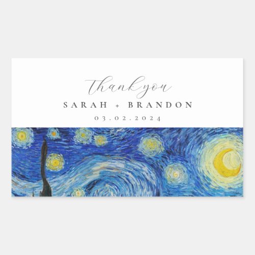 Starry Night Wedding Rectangular Sticker