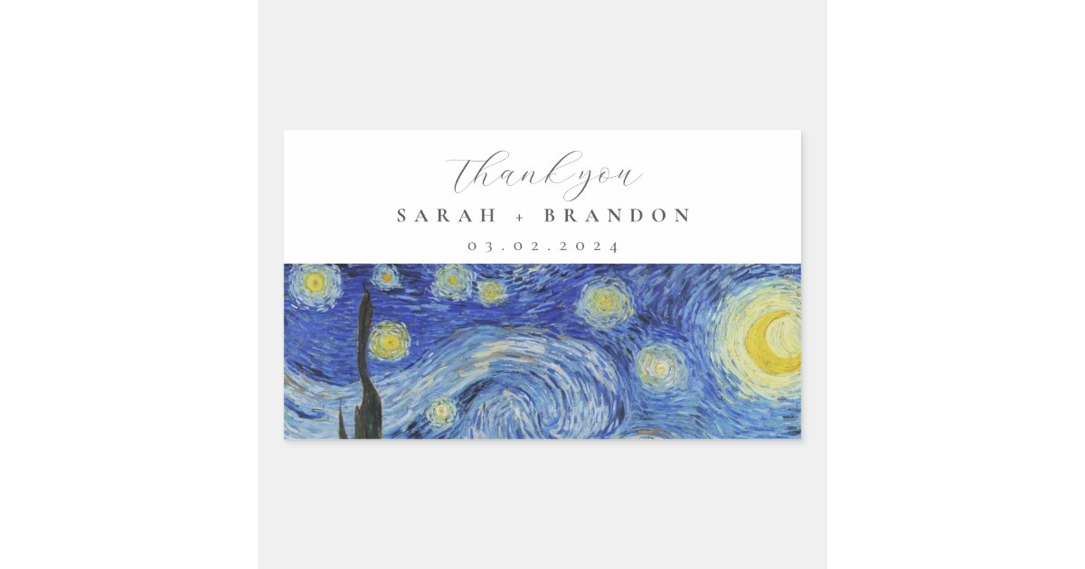 Starry Night Wedding Rectangular Sticker | Zazzle