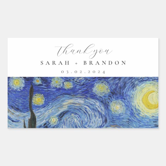 Starry Night Wedding Rectangular Sticker (Front)