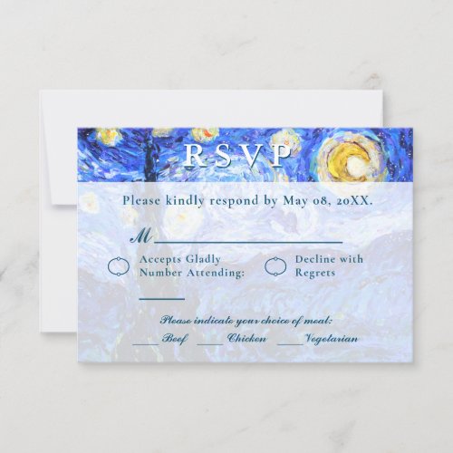 Starry Night Wedding RSVP Custom Invite Cards