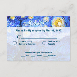 Starry Night Wedding RSVP Custom Invite Cards