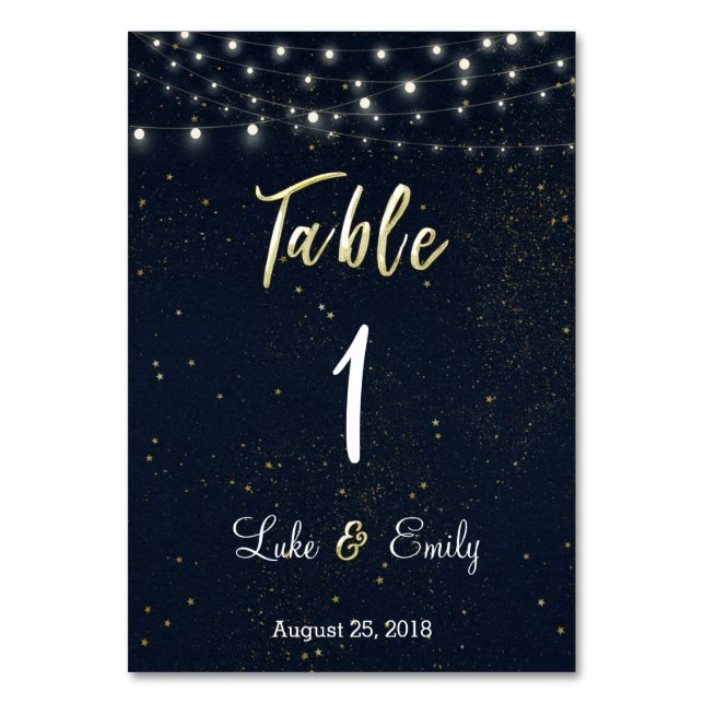 Starry Night Wedding Table Number (Front)